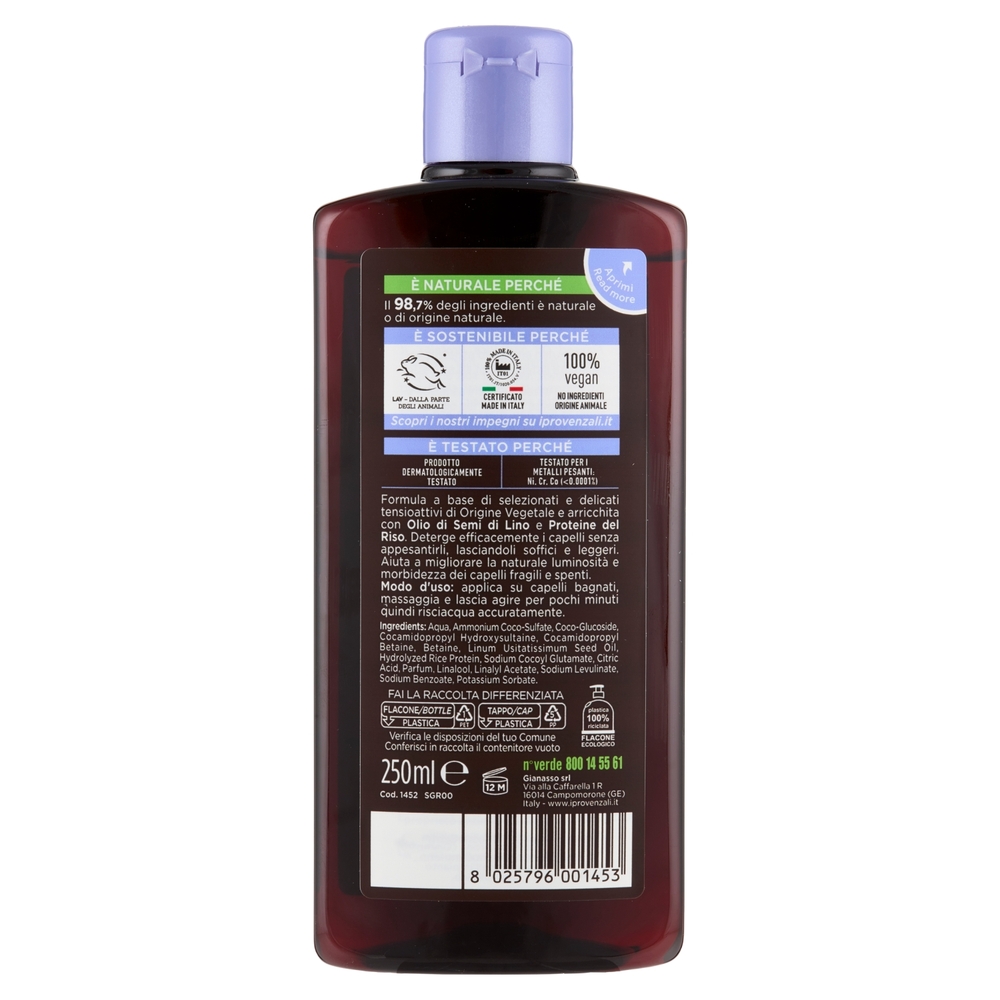 I Provenzali Shampoo Erboristico Illuminante Semi di Lino Capelli Fragili e Spenti 250 ml